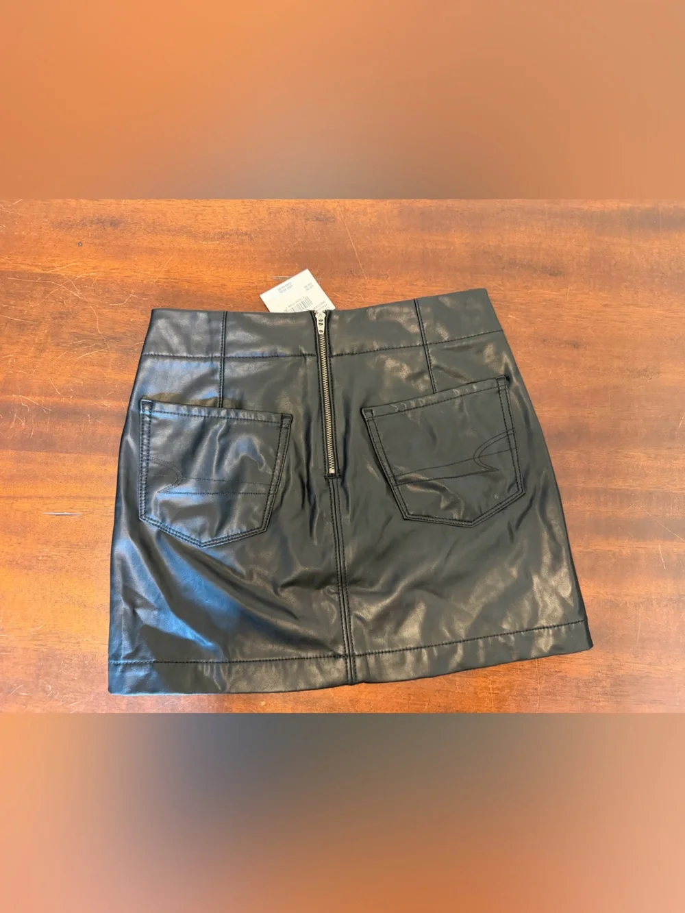 American Eagle Black Faux Leather Mini Skirt